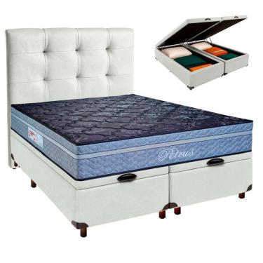 Imagem de Kit Cama Box Bau + Cabeceira + Colchão Casal Molas Ensacadas - Petrus - Paropas