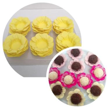Imagem de Forminhas para doces finos Forminhas Flor para festas casamento aniversário (Amarela)