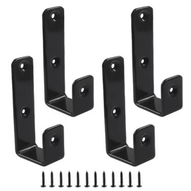 Imagem de PHITUODA Pacote com 4 ganchos de escada de beliche resistentes, largura interna de 2,5 cm, suportes de metal revestidos de PVC preto, ganchos J para decoração de cama/armazenamento de garagem