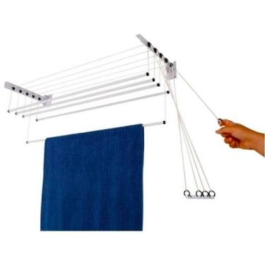 Imagem de Varal Parede Individual 5 Varetas Innovar 1,20m Aço Teto - Maxeb