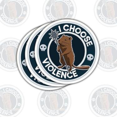 Imagem de Adesivo de vinil divertido com 3 peças I Choose Violence, Capybara Animal Funny Capybara Sticker, On Longest Side Angry Capybara Fighting for Book Notebook Garrafa de água Tumbler Phone Case Laptop