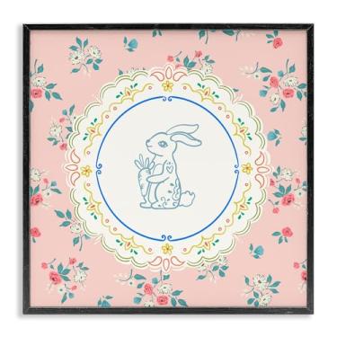 Imagem de Stupell Industries Arte Giclée Emoldurada Preta Coelhinho Primavera, Design por Angela Steahling, 17 x 17