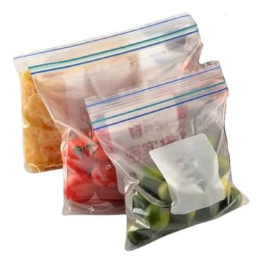 Imagem de Sacos Plásticos Zip Lock Reutilizáveis, Transparentes, 26x32 cm, Fechamento Hermético, para Alimentos e Congelados, 10 Peças