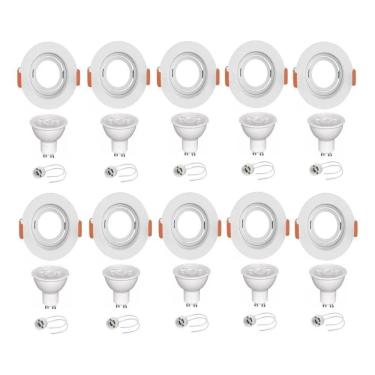 Imagem de Kit10 Spot Embutir Recuado Redondo C 6500K Luz Branca 127/22