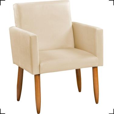 Imagem de Poltrona Decorativa Para Sala Nina Suede Cores Pé Palito Castanho - Bege, Suede