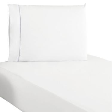 Imagem de Jogo De Lençol Solteiro Percal 200 Fios 100% Algodão 2 Peças - Branco