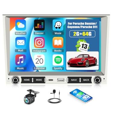 Imagem de [2+64G] Android 13 estéreo para carro para Porsche Boxster 2006-2012, Cayenne 2005-2012, Porsche 911 2004-2012 com carro sem fio e Android Auto, rádio automotivo com tela sensível ao toque de 8