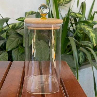 Imagem de Pote Herméticos de Vidro Quadrado 700ml Tampa Bambu e cristal - LUTHER