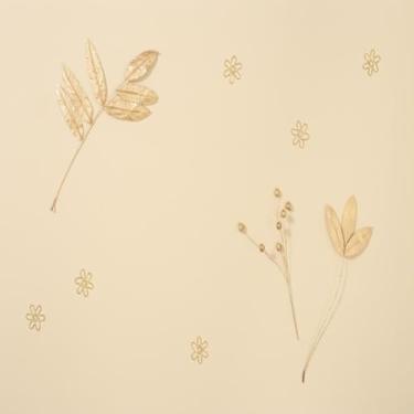 Imagem de Quadro Decorativo Autumn Layout com Folhas de Outono e Detalhes Dourados para Sala e Quarto 30x30cm