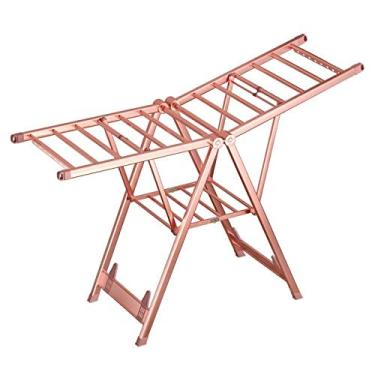 Imagem de SNOWNYLL Escorredor de secagem dobrável para varanda interna, prateleira de liga de alumínio para secar colcha, varanda, suporte forte para secar roupas, colcha