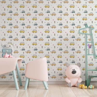 Imagem de Papel De Parede Adesivo Infantil Carrinhos Coloridos 2,80M - Plimshop