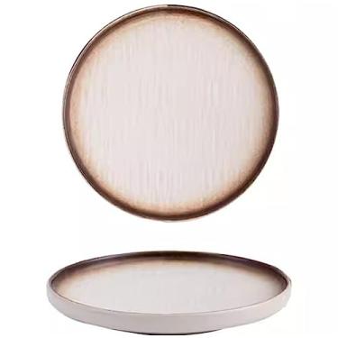 Imagem de KJHONG Conjunto de 2 pratos de jantar, conjunto de pratos grandes de cerâmica para bife, macarrão, salada, pratos de estilo japonês para cozinha e restaurante, pode ir à máquina de lavar louça