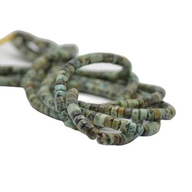 Imagem de Lady Works Fio de pedra natural turquesa africana de 33 cm, contas lisas heishi rondelle de 4 x 2 mm para fazer joias DIY | Beads_01423