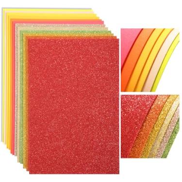 Imagem de Feifeiya Pacote com 48 folhas de espuma EVA para artesanato, 19 x 29 cm, cores sortidas, glitter, papel de espuma brilhante para salas de aula, scrapbook, presente, cortadores, cartões, artesanato