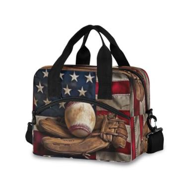 Imagem de Blueangle Lancheira isolada com estampa de taco de beisebol vintage, alça de ombro removível e alça - lancheira reutilizável para homens e mulheres (790)