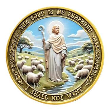 Imagem de The Lord is My Shepherd Christian Challenge Coin - Inspirational Religious Gift for Christians, Prayer, Devotion, Faith, and Encouragement