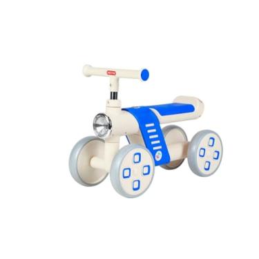 Imagem de Mini Bike Infantil de Equilíbrio 4 Rodas - Branco e Azul, com Farol, para Crianças