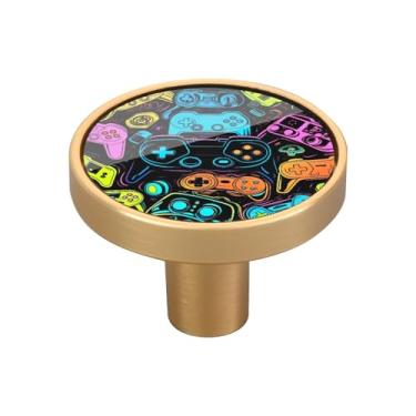 Imagem de Blueangle Pacote com 4 puxadores de armário coloridos para controles de videogame de 3,5 cm, puxadores redondos de gaveta para cômoda e armários de cozinha (450)