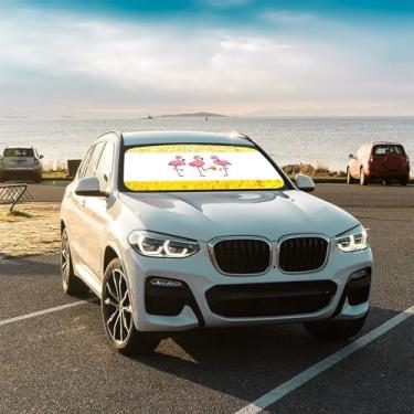 Imagem de Flamingo Cerveja Carro Sombra Frontal Para-brisa Guarda-sol Dobrável Guarda-sol para Carro Mantém o Veículo Fresco para a maioria dos Veículos Guarda-Chuva de Para-brisa 144.8 cm X 76.2 cm