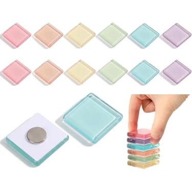 Imagem de Tellegloww 12 peças de ímãs de geladeira de vidro para geladeira coloridos ímãs de geladeira fofos decorativos para quadro branco, escritório, cozinha, armário, uso doméstico (Macaron)