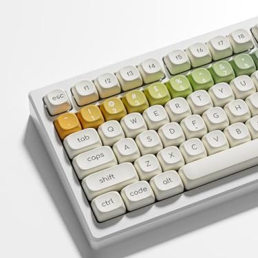 Imagem de COSTOM Cute PBT Keycaps - Custom White Rainbow MOA Profile Keyboard Key Caps 60 65 75 100 Percent, Colorful Dye-sub Round PBT Keycap Set(126 Keys) for Full-size/TKL/75%/65%/60% Mechanical Keyboard