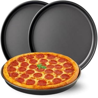 Imagem de Assadeira para pizza, antiaderente, aco carbono, forno, diametro grande, eficiente, para usar, nova.