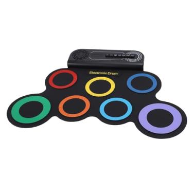 Imagem de RiToEasysports Conjunto de Tambor Elétrico, Recarregável, 7 Almofadas, 2 Pedais, 2 Varas, Tambor de Enrolar para Crianças, Presentes, Aprendizagem de Música