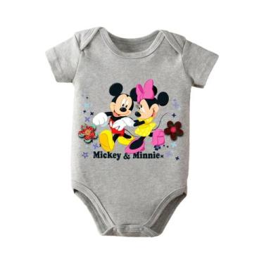 Imagem de Macacão De Bebê Mickey Mouse 100% Algodão Para Recém-Nascidos De 0 a 1