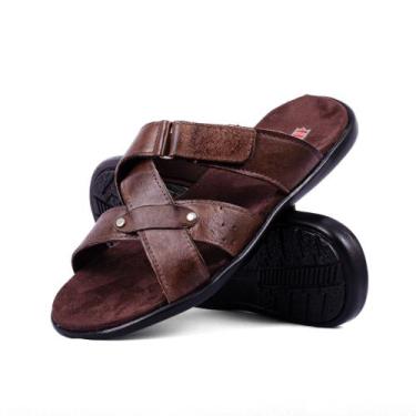 Imagem de Sandália Franciscana Masculina em Couro chinelo com Calce Fácil e Anti