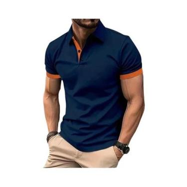 Imagem de Camisa polo de manga curta slim fit colorida masculina, streetwear est