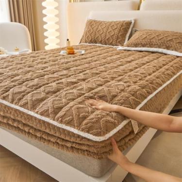 Imagem de Capas de colchão luxuosas, capas de cama, lençóis macios, bolso profundo, pelúcia fofa, tecido resistente a rugas, ajuste seguro e confortável, para solteiro casal Queen King cáqui ||150 * 200 cm +