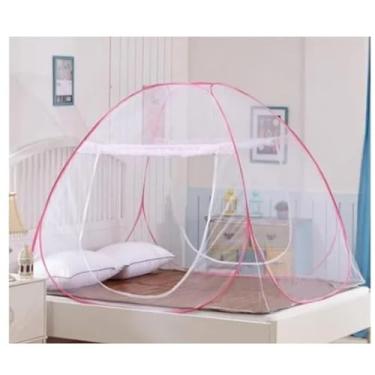 Imagem de Mosquiteiro dobrável para cama King e Queen, tenda portátil com fechamento prático, proteção contra insetos, fácil montagem e transporte (1.8mX2.0m aleatório)