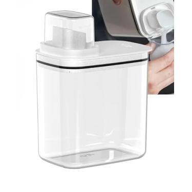 Imagem de Kit Dispenser Organizador Lavanderia 2,3 e 1,5 Litros Acrílico amaciante sabão em pó Lavanderia(1 Branco 1.5L)