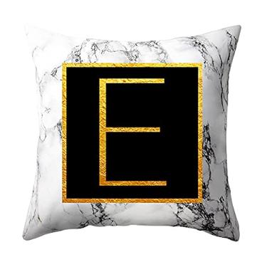 Imagem de Fronha de Almofada com Letras Douradas Marmorizadas Capa Sofá Tecido Suave Alta Classe Estampa Estilosa e Elegante Trabalho Refinado Exquisito Arte Br