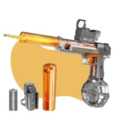 Imagem de Pistola de Água Lançador Elétrica Esguicho Automático Bateria Com Luz Alcance 10 Metro