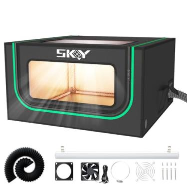 Imagem de Gabinete de gravador a laser integrado atualizado com luz LED, kit de ventilação, tenda de cobertura serve para a maioria dos cortadores a laser, isola contra fumaça, odor e ruído, proteção ocular
