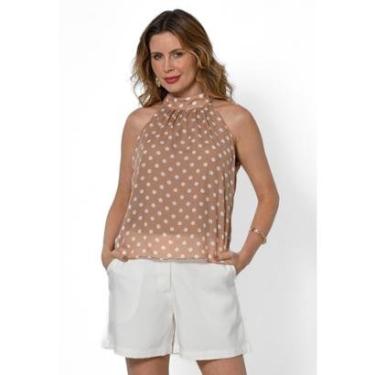Imagem de Blusa Bisô Cava Americana Poá Bege-Feminino