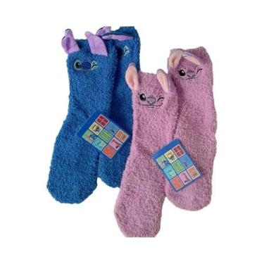 Imagem de Meias Térmicas Antiderrapantes De Casal Em Coral Fleece Com Desenho De