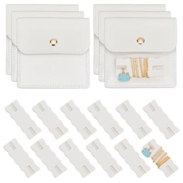 Imagem de OLYCRAFT Pacote com 18 organizadores de joias portáteis com colar sem emaranhamento, cartões de exibição e bolsas de armazenamento de couro PU para casa, viagem, brincos, anéis, colares, armazenamento