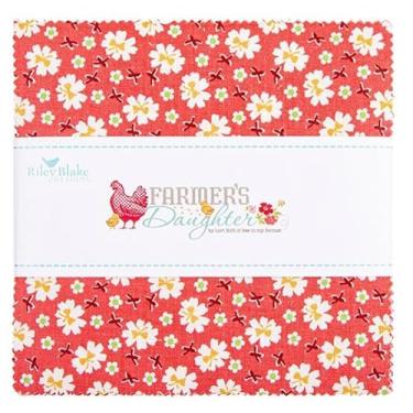 Imagem de Empilhador Riley Blake Farmer's Daughter de 12,7 cm por Lori Holt of Bee in My Bonnet | 42 quadrados pré-cortados | Conjunto de algodão acolchoado para projetos de patchwork, artesanato e costura