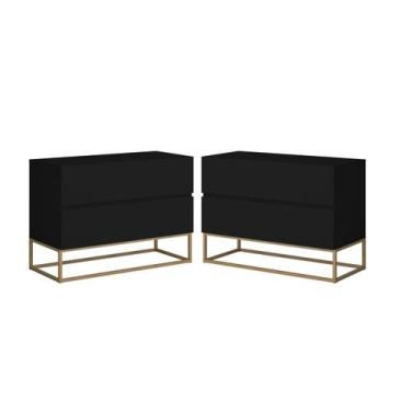 Imagem de Kit 2 Criados Eros 60cm Estilo Industrial Com Base de Ferro Preto/Dour