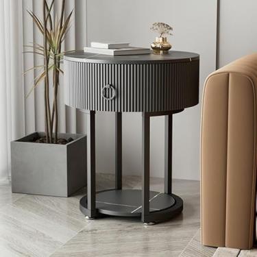 Imagem de UWEREBFM Mesa lateral baú de cabeceira estreita redonda mesa de cabeceira moderna armário de cabeceira mesa de cabeceira com gaveta metal clássico glamour mesa de cabeceira móveis de cabeceira para