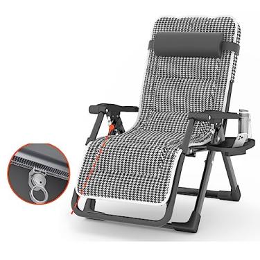 Imagem de ONDHGFBGB Cadeiras de praia para pátio ao ar livre com travesseiro e suporte de copo ajustável dobrável cadeira de gramado reclinável cadeiras de piscina para acampamento e quintal estrutura de aço