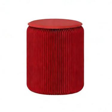 Imagem de Folding Paper Stool Banqueta dobrável de papel Kraft, almofada de assento removível em PU, acordeão criativo, banqueta baixa, repousa-pés(Red)