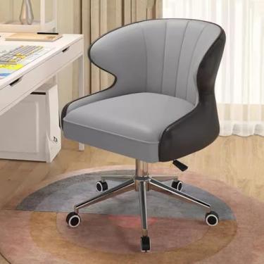 Imagem de AkosOL Cadeiras giratórias para mesa de trabalho ajustável em altura com base Sliv, cadeira de estudo para quarto, encosto envolvente, cadeira Modn de meados do século, cinza escuro + cinza claro
