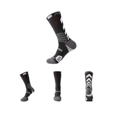 Imagem de Meias De Compressão Masculinas Pretas Respiráveis Longas Para Corrida,