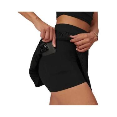 Imagem de Saia Plissada Feminina Para Golfe E Tênis 2 Em 1 Com Bolso Interno, Es