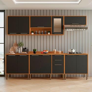 Imagem de Cozinha Compacta para Cooktop 5 Bocas 5 Pecas 12 Portas 2 Gavetas Paris Salleto Moveis