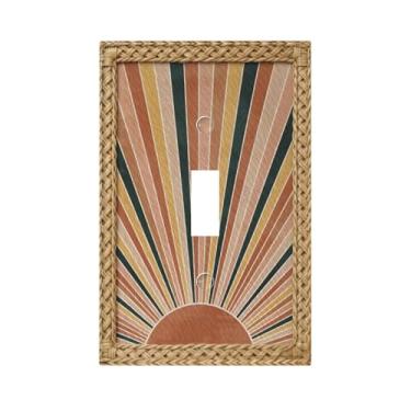 Imagem de Capas decorativas para interruptores de luz Boho Sun placa de parede com botão único capa decorativa para decoração de casa
