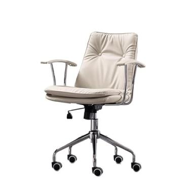 Imagem de VHDY85KA Cadeira de escritório moderna de couro PU confortável cadeira de escritório em casa com rodas e braços cadeira de conferência cadeira ergonômica cadeira giratória ajustável cadeira de